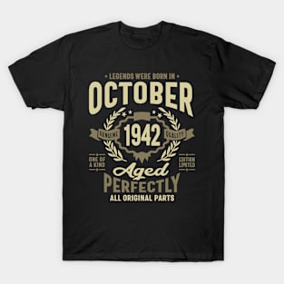 Legends Were Born in October 1942 Birthday Vintage Retro Funny T-Shirt